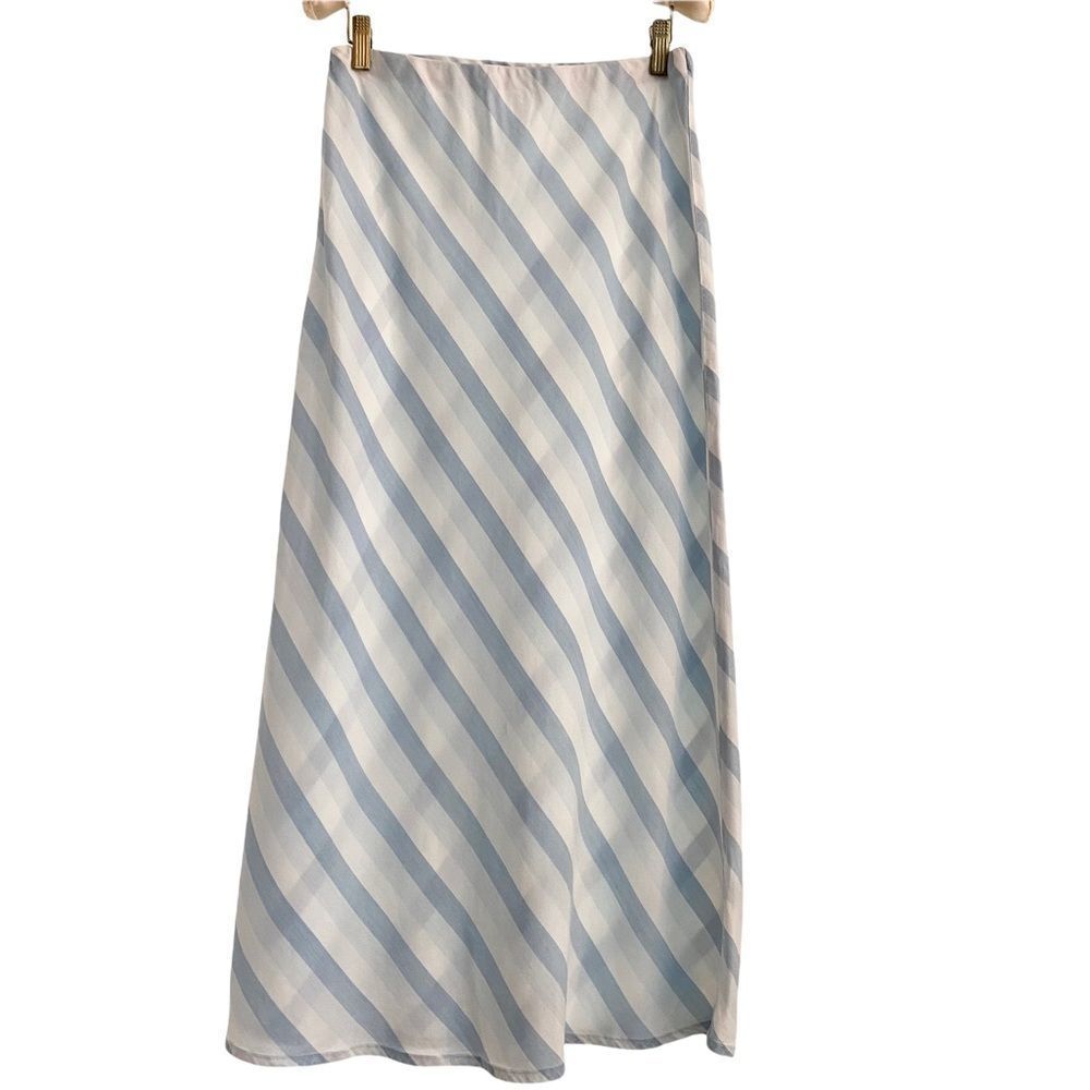 Bella Dahl Maxi Skirt Blue Gray Diagonal Striped Size Small